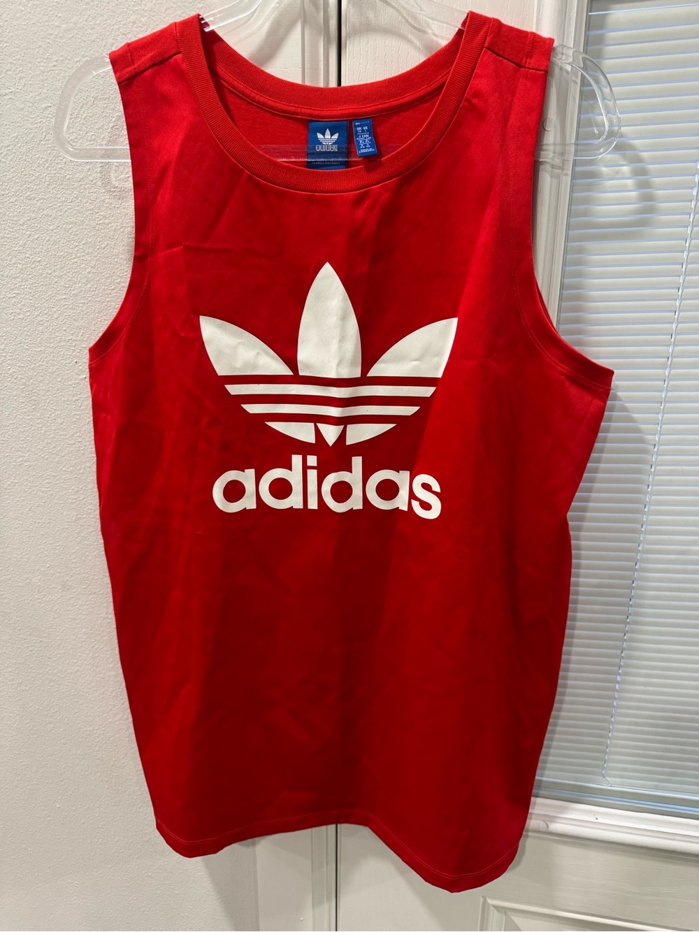 adidas Red Tank Top with White Trefoil Logo